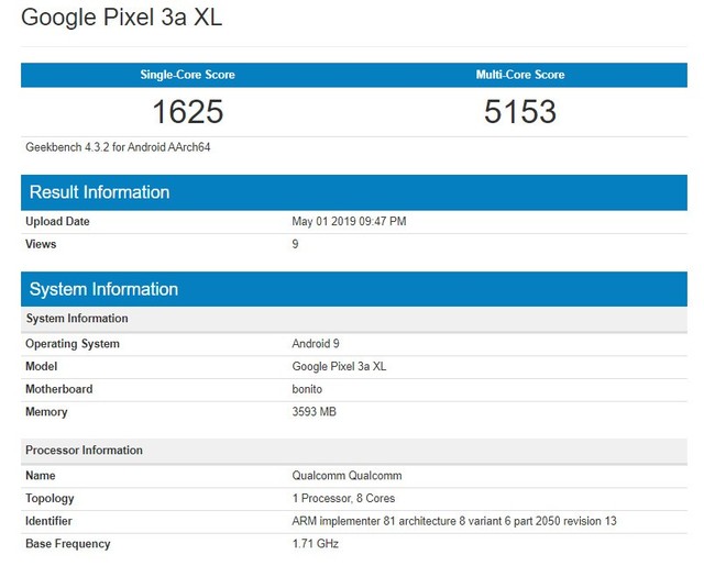 Pixel 3a XL现身跑分网站：处理器或为骁龙670