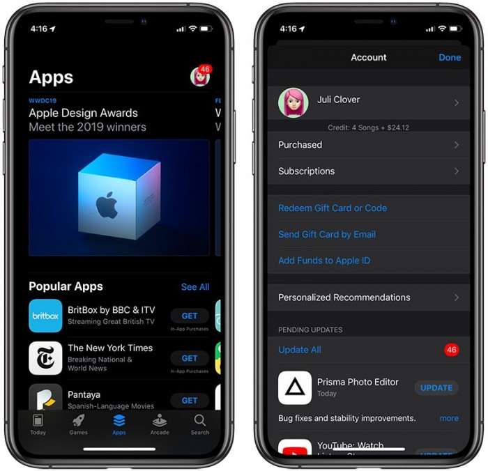 iOS 13允许用户从更新列表中删除应用程序