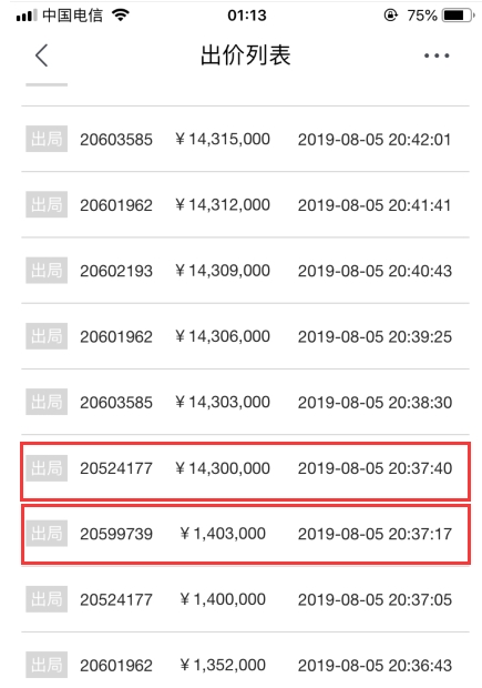 手滑多打了一个“0” 最后一名女子以1436万元拍下二手宾利 现已毁拍