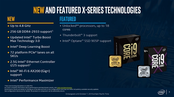 Intel正式发布新一代发烧酷睿X：AI性能提速2.2倍 价格砍半！