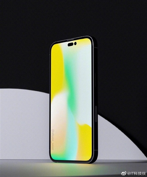 刘海彻底消失！iPhone 14 Pro太空黑概念渲染图曝光：感叹号挖孔、直角边框