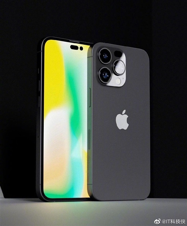 刘海彻底消失！iPhone 14 Pro太空黑概念渲染图曝光：感叹号挖孔、直角边框