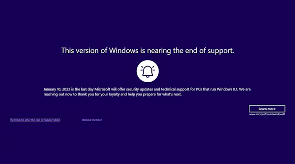 Windows 8.1系统要说再见了！微软正式警告：2023年1月停止支持