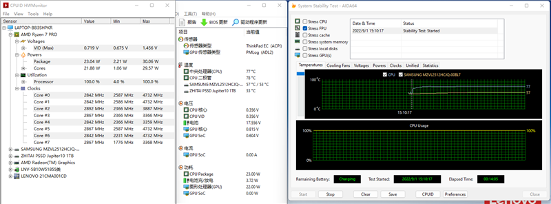 低功耗16线程的对决！i5-1240P VS 锐龙7 6850U：酷睿不插电源也能满血