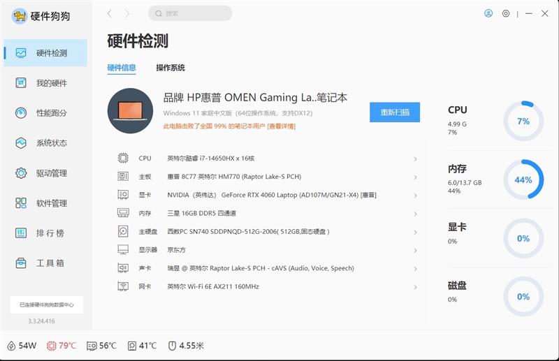 惠普暗影精灵10 2024游戏本评测：为游戏而生的酷睿14代i7-14650HX诚意十足