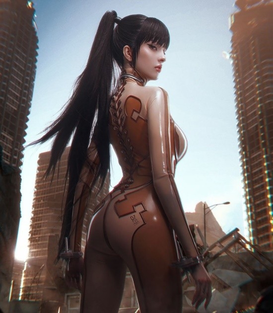 俄妹COS《剑星》女主:胶衣贴身前凸后翘 纤腰迷人