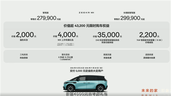 全球首创对开门、旋转座椅座舱!极氪MIX上市:27.99万起