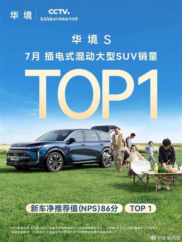 最具性价比的旗舰卖爆！华境S成7月大型插混SUV交付冠军